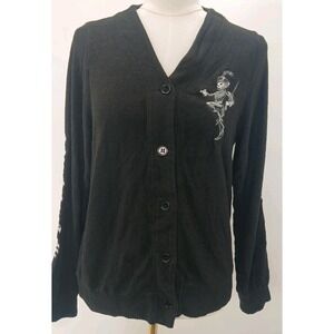 My Chemical Romance Dancing/ Band Skeleton Black Button Up Cardigan Medium Y2K